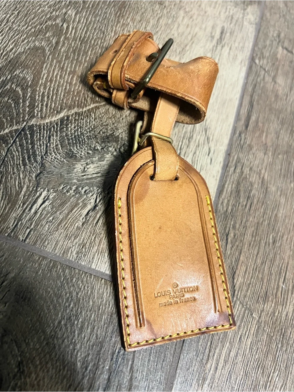 Louis Vuitton Brown/Tan Leather Luggage Tag with Buckle Strap